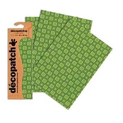 Afbeelding van Decopatch papier nr. 643 (groene tegelpatroon, 395 x 298 mm) 3 pack