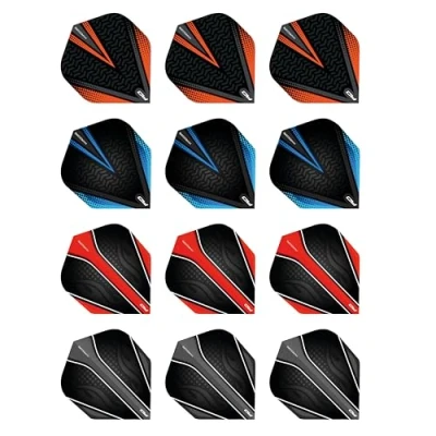Afbeelding van Hardcore Selection Pack Black V Extra Thick Standard Dart Vluchten 4 sets Per Pak (12 Flights in totaal)