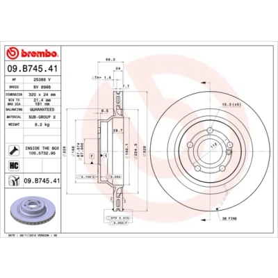 Afbeelding van Brembo Remschijf 09.B745.41