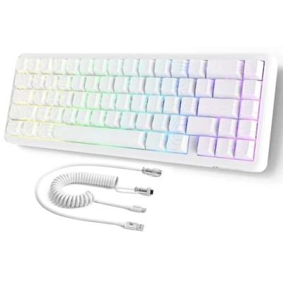 Afbeelding van MAMBASNAKE ATTACK SHARK X65 HE Rapid Trigger toetsenbord, 0,01 mm RT nauwkeurigheid, 8KHz, 60% Bedraad Magnetic Switch Gamingtoetsenbord met 8 KHz Kabel, Instelbare Bediening, Snap Tap, Witte Contour