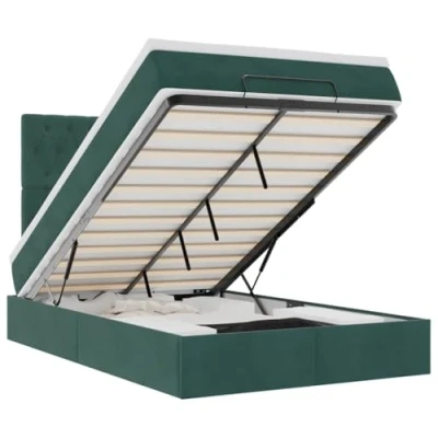Afbeelding van vidaXL Bedframe met matrassen 120x200cm fluweel donkergroen