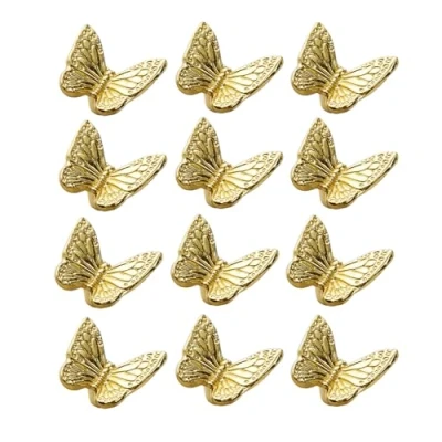 Afbeelding van 12 stuks vlinderladeknoppen, deurknoppen, creatieve meubelknoppen, handgrepen, kastknoppen met schroeven, kledingkastknoppen voor lade, kastdeur (goud)