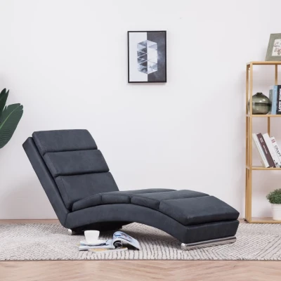 Afbeelding van Chaise longue kunstsuède grijs