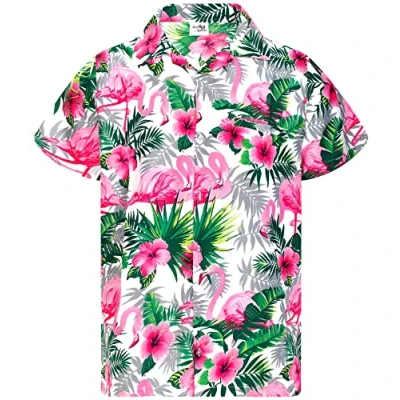 Afbeelding van King Kameha Korte mouw, Flamingo bloemen design wit roze, XXL