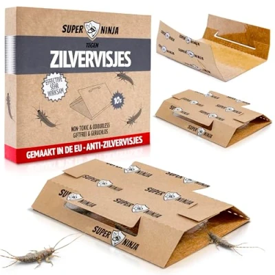 Afbeelding van Super Ninja Zilvervisjesval Ecologisch, Veilig en Effectief Zilvervisjes Bestrijden 10 Vallen tot 3 Maanden Snel te Gebruiken Niet Giftig