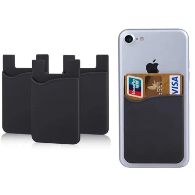 Afbeelding van Opplakbare Pasjeshouder Cardholder Silicone Pashouder voor Telefoon Zwart