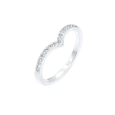Afbeelding van Elli Vshape Basic Ring silvercolored, Dames, Maat: 54, Silver colored