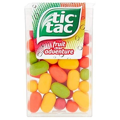 Afbeelding van Tic Tac Fruit Adventure Snoep, voor kleine momenten van verfrissing in een handig pakket, bulk verpakking 24 x 18g