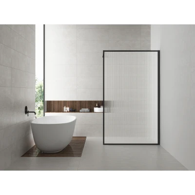 Afbeelding van Wiesbaden Square inloopdouche 900x2000 8mm nano geribbeld helder glas/mat zwart