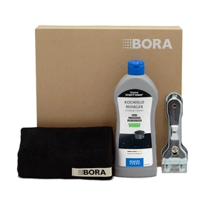 Afbeelding van BORA Kookplaatreiniger voor keramische kookplaat, reinigingsset incl. krassen en microvezeldoek, 300 ml inductiekookreiniger