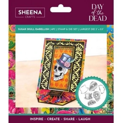Afbeelding van Sheena Douglass Day of the Dead Clearstamp/Snijmal Sugar Skull Embellish