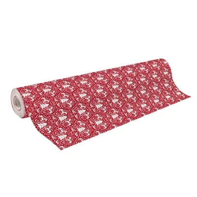 Afbeelding van Clairefontaine 201889C Cadeaupapier Alliance (grote breedte, 50 x 0,70 m, 60 g/m², ideaal voor je cadeau), 1 rol kerstbomen rood/wit
