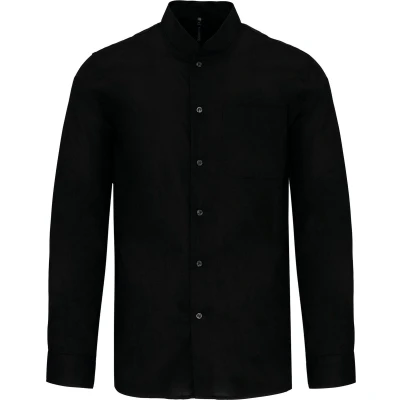 Afbeelding van Luxe Overhemd/Blouse met Mao kraag merk Kariban maat XXL Zwart
