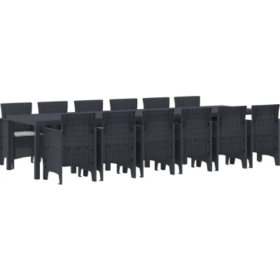 Afbeelding van vidaXL 13 delige Tuin Eetset met Kussens in Anthraciet van Poly Rattan