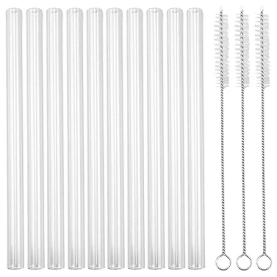 Afbeelding van glazen rietjes, 10 stuks, lang, 15 cm, vaatwasmachinebestendig, rietjes