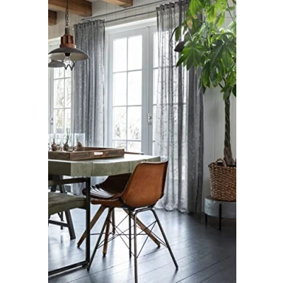 Afbeelding van Elbersdrucke gordijn met verborgen lussen Farina 07 grijs wit semi transparant 255x140cm 201289 voor de woonkamer slaapkamer keuken hal kinderkamer