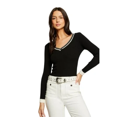 Afbeelding van Morgan WITH Vneck Trui, Dames, Maat: Medium, Noir