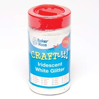 Afbeelding van Baker Ross Glanzend wit glitterpoeder voor kinderen het versieren van kaarten en knutselprojecten