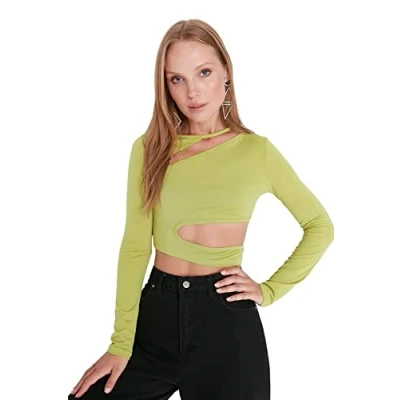 Afbeelding van Trendyol Zwarte Gebreide Blouse Met Uitgesneden/Vensterdetail Tpraw23Bz00031
