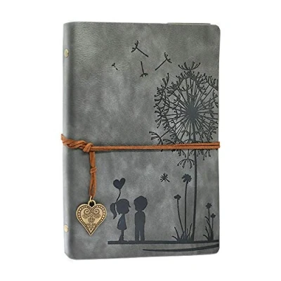 Afbeelding van A5 Dagboek Notebook PU Leren Reisdagboek Navulbaar Vintage Geel Blanco Papier voor Tekenen Schetsen 100 GSM vellen Romantische Geschenken Vrouwen Grey