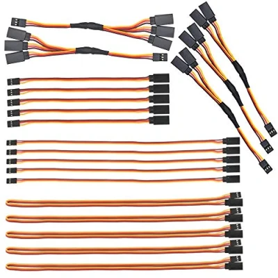 Afbeelding van GTIWUNG 20 STKS JR Style Servo Extension, 5 x 4&quot; Servokabels, 6&quot; 3Pin Verlengkabel; 12&quot; servoharnas; 3 RC 1 tot 2 Y kabelboom, servosplitterkabel voor vliegtuigen met afstandsbediening