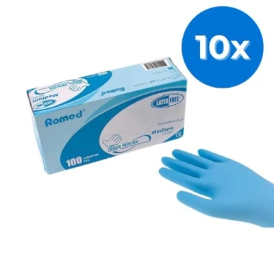 Afbeelding van Romed nitril handschoenen blauw (premium) 1000 stuks Set van 10 doosjes M