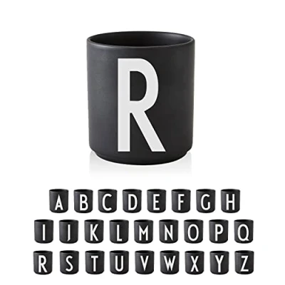 Afbeelding van Design Letters Zwart Koffiemok (A Z) Stijlvolle premium porseleinen koffiecups Gebruik de coffee mug als cappuccinokop Perfect cadeau voor dames, heren Verjaardagscadeau 250 Ml