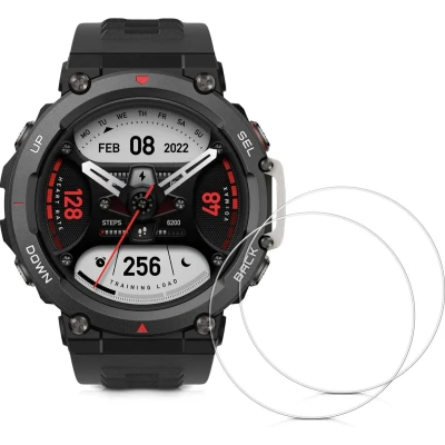 Afbeelding van kwmobile 2x Smartwatch screenprotectors geschikt voor Huami Amazfit T Rex 2 Gehard glas Horloge bescherming
