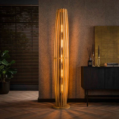 Afbeelding van Fraaai Stevie vloerlamp 5L orbit XL massief mango naturel Hout