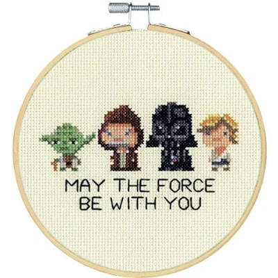 Afbeelding van Dimensions Star Wars Counted Cross Stitch Set 15 cm Ronde Familie Hoop (14 Count)