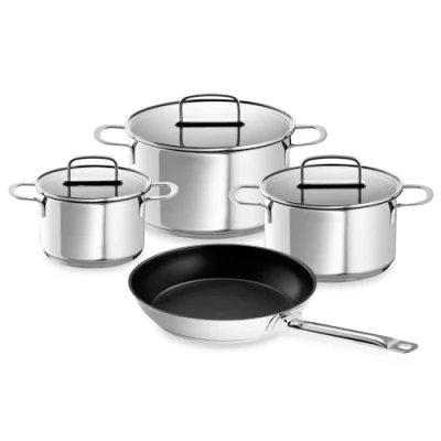 Afbeelding van Schulte Ufer Industar pannenset, 4 delig, roestvrij staal, incl. testwinnaar braadpan DIAMAS Pro (163059 28), inductie