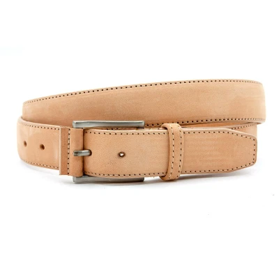 Afbeelding van JV Belts Naturel nubuck riem unisex heren en dames 3.5 cm breed Echt Leer/Nubuck Taille: 110cm Totale lengte riem: 125cm