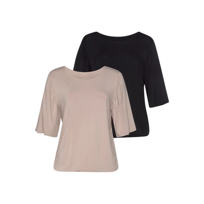 Afbeelding van NU 20% KORTING: Vivance T shirt met fijne plooi aan de mouwen (Set van 2)