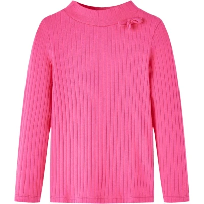 Afbeelding van Kindershirt met lange mouwen geribd 128 felroze