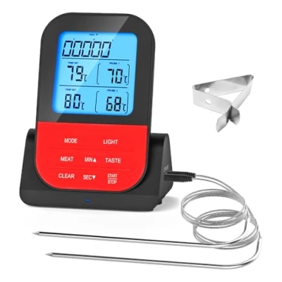 Afbeelding van ANCLLO Dual Probe Digitale Thermometer Draadloze Programmeerbare Temperatuurmeter Meter Waterdichte Koken Barbecue Grill