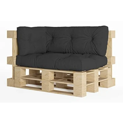 Afbeelding van Chilly Pilley Palletkussen Schuimvlokken Palletmeubilair Palletbank Rugleuning Zitkussen Zijkussenset (Set Van 3 Zwart)