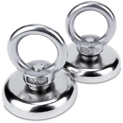 Afbeelding van Sensei Neodymium ringmagneet, 2 stuks, diameter 36 x mm, extra sterke magneet met stalen frame, draagkracht 50 kg, oogmagneet