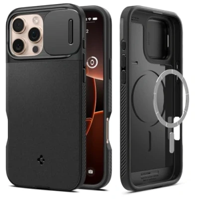 Afbeelding van Apple iPhone 16 Pro Max MagSafe Hoesje Kunststof Spigen Hardcase/Backcover Zwart Telefoonhoesje Shockproof/Valbescherming