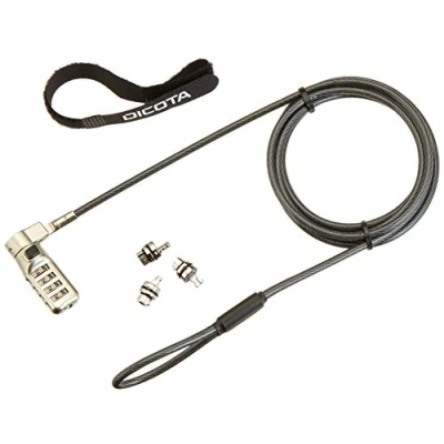 Afbeelding van DICOTA D31713 Security Combination Lock Exchangeable T/N/W Head Beveiligingskabelslot zwart 2 m