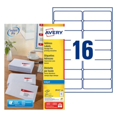 Afbeelding van Etiket Avery J8162 100 99.1x33.9mm wit 1600stuks