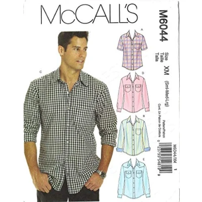 Afbeelding van McCall&#039;s Patterns M6044 Maat XN Extra Groot XXL XXXL Herenhemden, 1 stuks, wit