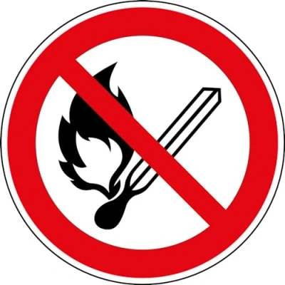 Afbeelding van easydruck24de Verbodssticker P003: geen open vlam, Ø 9,5 cm, hin_092, DIN en ISO 7010, waarschuwing, vuur, ontstekingsbron roken verboden.
