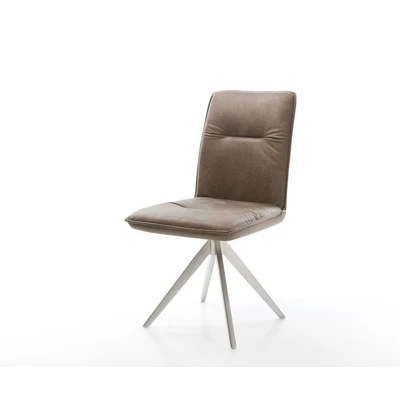 Afbeelding van Draaistoel Vinjo Flex kruisframe hoekig roestvrij staal taupe vintage 180