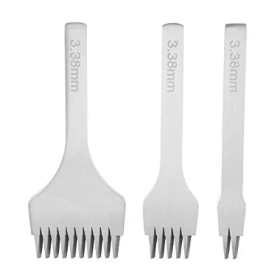 Afbeelding van Lederen Craft Tools, White Steel 2/5/10 Punch Prong Tool Set, Veter Stitching Beitel Set voor Leather Crafts, Hole (3.38mm)