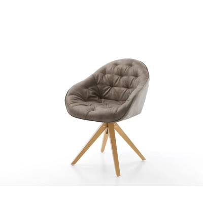 Afbeelding van Draaistoel Gaio Flex houten frame hoekig taupe vintage 180 draaibaar