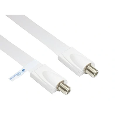Afbeelding van Good Connections® SAT deur /raamdoorvoer hoge kwaliteit, extreem plat F koppeling aan totale lengte incl. stekker 32 cm, flexibele 23 cm wit