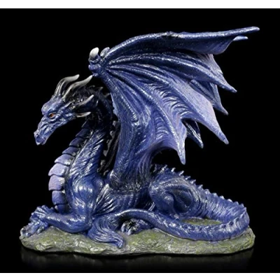 Afbeelding van Figuren Shop GmbH Donkerblauwe draak fantasy figuur Midnight Dragon Fantastische creatie, gothic decoratiefiguur, decoratief artikel, beeldhouwwerk, beeld hoogte 18 cm