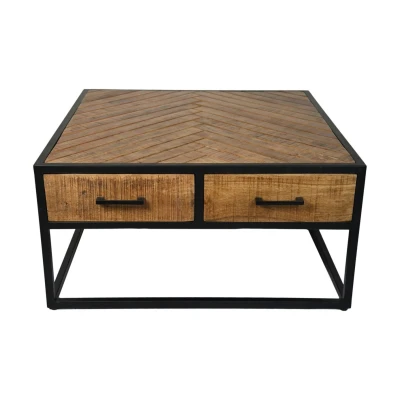 Afbeelding van HSM Collection Salontafel Verona 80x80x40 naturel/zwart Mangohout/metaal