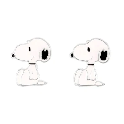 Afbeelding van Peanuts Snoopy Oorbellen wit zwart 925 Sterling zilver Animatie, Fan merch, TV series