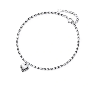 Afbeelding van N3 Collecties 925 sterling zilveren zoete bonen ketting met hart hanger enkelbandje voor dames